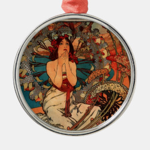 Alfons Mucha Monaco Silbernes Ornament