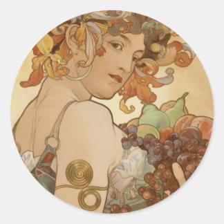 Alfons Mucha - Obst Runder Aufkleber