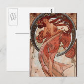 Alfons Mucha Tanz Postkarte (Vorne/Hinten)