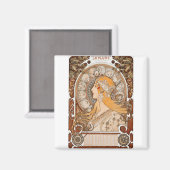 Alfons mucha Zodiaque oder La Plume Magnet (Vorderseite/Rückseite)