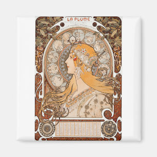 Alfons mucha Zodiaque oder La Plume Magnet