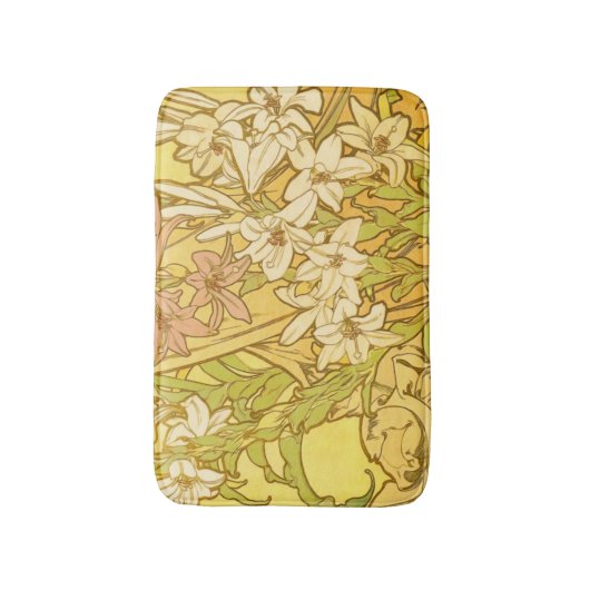 Alfonse Mucha Art Nouveau Lilien Blume Badematte (Vorderseite Vertikal)