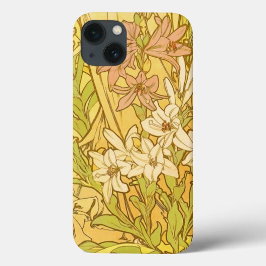 Alfonse Mucha Art Nouveau Lilien Blume Case-Mate iPhone Hülle (Rückseite)