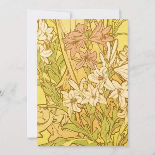 Alfonse Mucha Art Nouveau Lilien Blume Einladung (Rückseite)