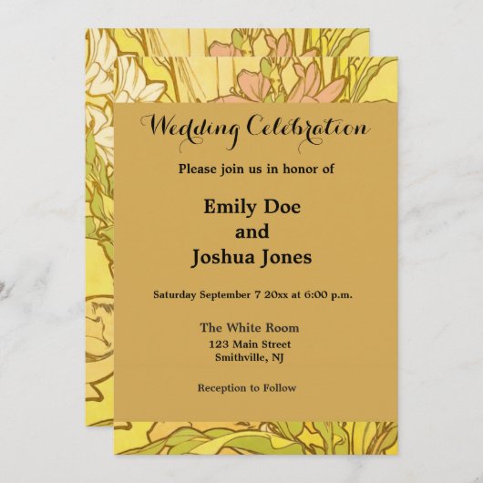 Alfonse Mucha Art Nouveau Lilien Blume Einladung (Vorne/Hinten)