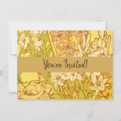 Alfonse Mucha Art Nouveau Lilien Blume Einladung (Vorderseite)