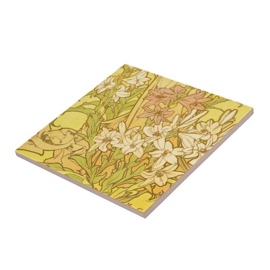 Alfonse Mucha Art Nouveau Lilien Blume Fliese (Seite)