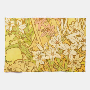 Alfonse Mucha Art Nouveau Lilien Blume Geschirrtuch