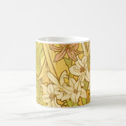 Alfonse Mucha Art Nouveau Lilien Blume Kaffeetasse (Mittel)