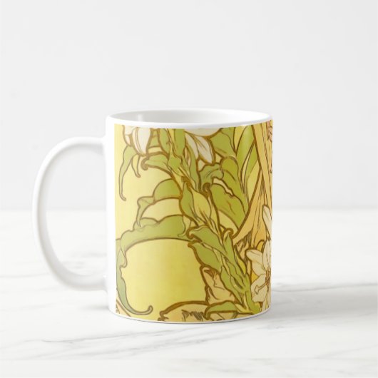 Alfonse Mucha Art Nouveau Lilien Blume Kaffeetasse (Links)