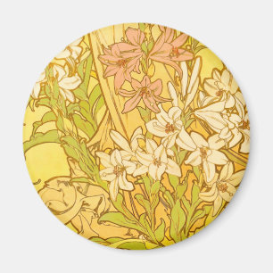 Alfonse Mucha Art Nouveau Lilien Blume Magnet