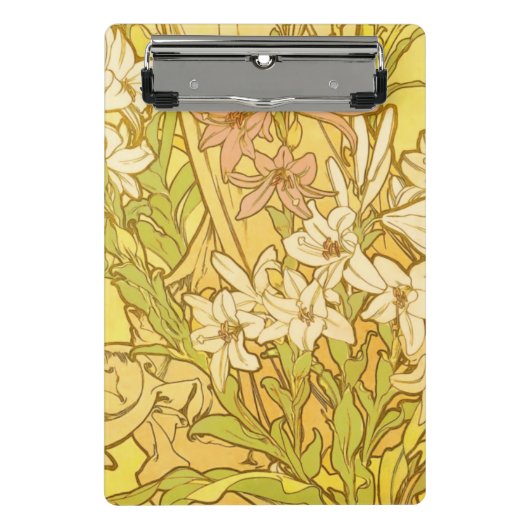 Alfonse Mucha Art Nouveau Lilien Blume Mini Klemmbrett (Vorderseite)