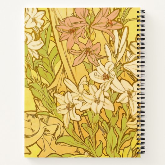 Alfonse Mucha Art Nouveau Lilien Blume Notizblock (Rückseite)