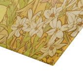 Alfonse Mucha Art Nouveau Lilien Blume Schneidebrett (Ecke)