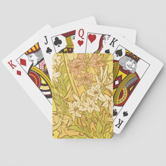 Alfonse Mucha Art Nouveau Lilien Blume Spielkarten (Rückseite)