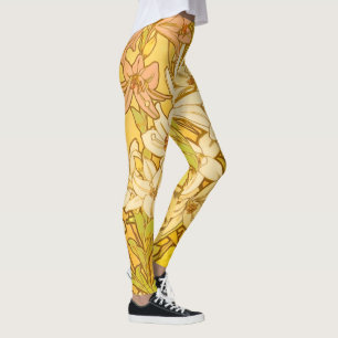 Alfonse Mucha Art Nouveau Lilienblumen Leggings
