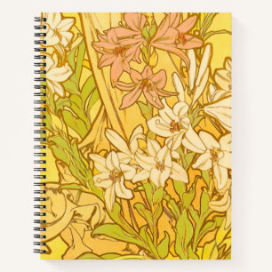 Alfonse Mucha Art Nouveau Lilienblumen Notizblock