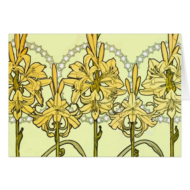 Alfonse Mucha Art Nouveau Lily Floral Pattern (Vorderseite (Horizontal))