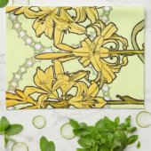 Alfonse Mucha Art Nouveau Lily Floral Pattern Geschirrtuch (Gefaltet)