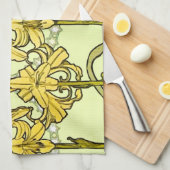 Alfonse Mucha Art Nouveau Lily Floral Pattern Geschirrtuch (Viertel Falte)