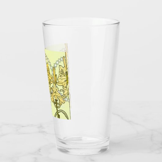 Alfonse Mucha Art Nouveau Lily Floral Pattern Glas (Links)