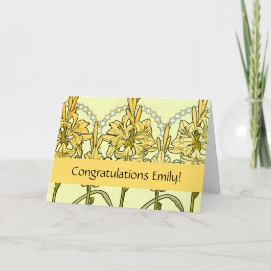 Alfonse Mucha Art Nouveau Lily Floral Pattern Karte (Vorderseite)