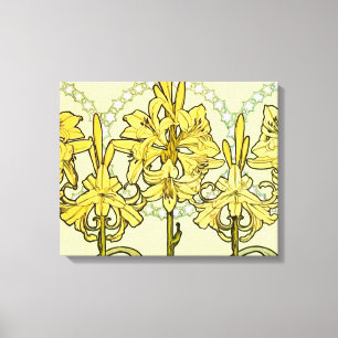 Alfonse Mucha Art Nouveau Lily Floral Pattern Leinwanddruck