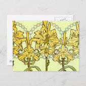 Alfonse Mucha Art Nouveau Lily Floral Pattern Postkarte (Vorne/Hinten)