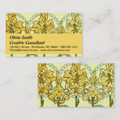 Alfonse Mucha Art Nouveau Lily Floral Pattern Visitenkarte (Vorne/Hinten)