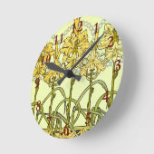 Alfonse Mucha Art Nouveau lily pattern classic Runde Wanduhr (Winkel)