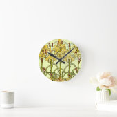 Alfonse Mucha Art Nouveau lily pattern classic Runde Wanduhr (Zuhause)