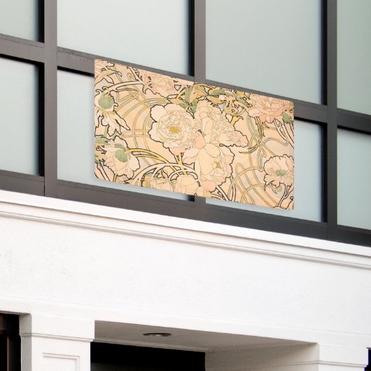 Alfonse Mucha Art Nouveau Peonies Banner (Äußeres Gebäude)