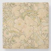 Alfonse Mucha Art Nouveau Peonies Botanische Kunst Steinuntersetzer (Vorderseite)