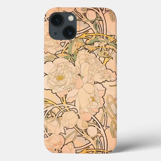 Alfonse Mucha Art Nouveau Peonies Case-Mate iPhone Hülle (Rückseite)