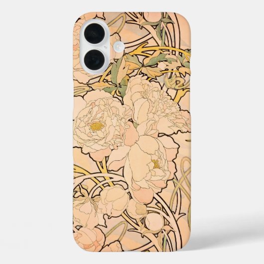 Alfonse Mucha Art Nouveau Peonies Case-Mate iPhone Hülle (Rückseite)
