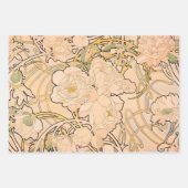 Alfonse Mucha Art Nouveau Peonies Geschenkpapier Set (Vorderseite)