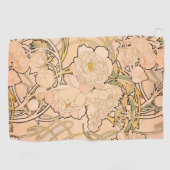 Alfonse Mucha Art Nouveau Peonies Golfhandtuch (Horizontal)