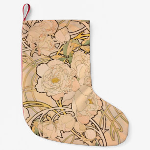 Alfonse Mucha Art Nouveau Peonies Kleiner Weihnachtsstrumpf