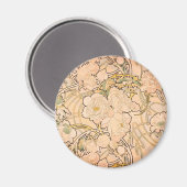Alfonse Mucha Art Nouveau Peonies Magnet (Vorderseite/Rückseite)