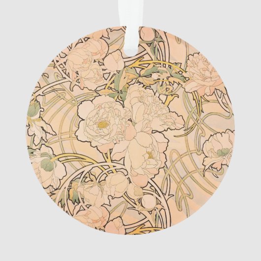 Alfonse Mucha Art Nouveau Peonies Ornament (Rückseite)