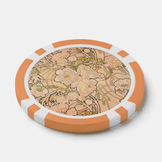 Alfonse Mucha Art Nouveau Peonies Pokerchips (Einzeln)