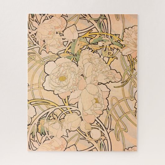Alfonse Mucha Art Nouveau Peonies Puzzle (Vertikal)