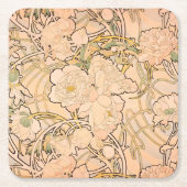 Alfonse Mucha Art Nouveau Peonies Rechteckiger Pappuntersetzer (Vorderseite)