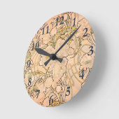 Alfonse Mucha Art Nouveau Peonies Runde Wanduhr (Winkel)