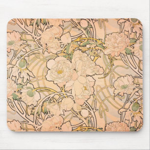 Alfonse Mucha Art Nouveau Pfingstrosen Mousepad