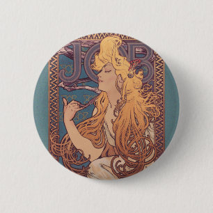 Alfonse Mucha Job Art Nouveau Frau Button