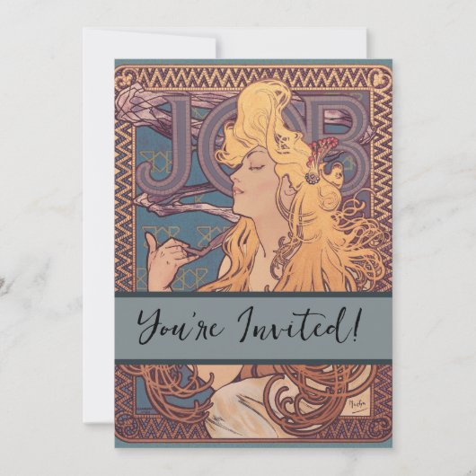 Alfonse Mucha Job Art Nouveau Frau Einladung (Vorderseite)