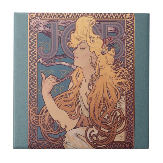 Alfonse Mucha Job Art Nouveau Frau Fliese (Vorderseite)