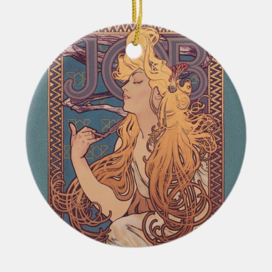 Alfonse Mucha Job Art Nouveau Frau Keramik Ornament (Vorne)