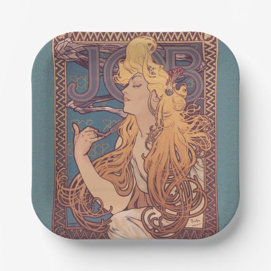 Alfonse Mucha Job Art Nouveau Frau Pappteller (Vorderseite)